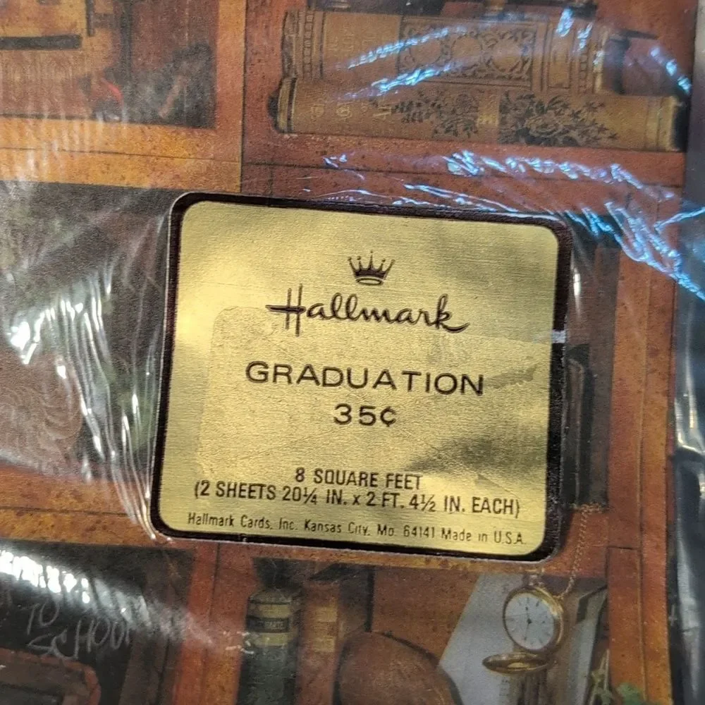 Hallmark‎ Vintage School Graduation  Wrapping Paper Academia